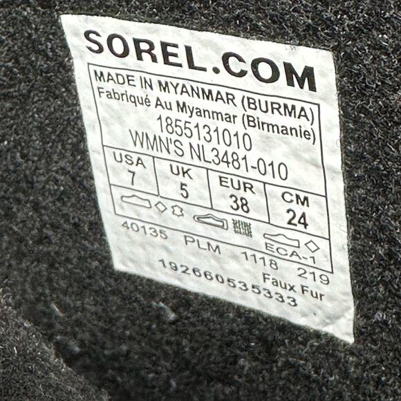 Sorel Joan of Ark Snow Boot Womens 7 Black Suede Faux Fur Waterproof Lace Up - Picture 12 of 12